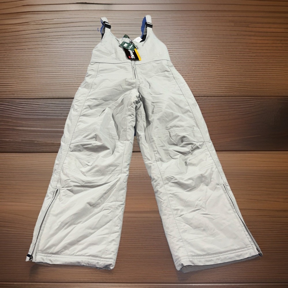 LL BEAN COLD BUSTER BIBS SIZE 8 KIDS Gray SNOW PANTS WINTER 3M THINSULATE NWT